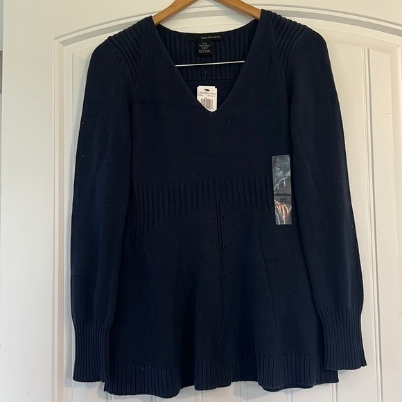 NWT Calvin Klein navy Blue Sweater Size Petite Small - Picture 1 of 9
